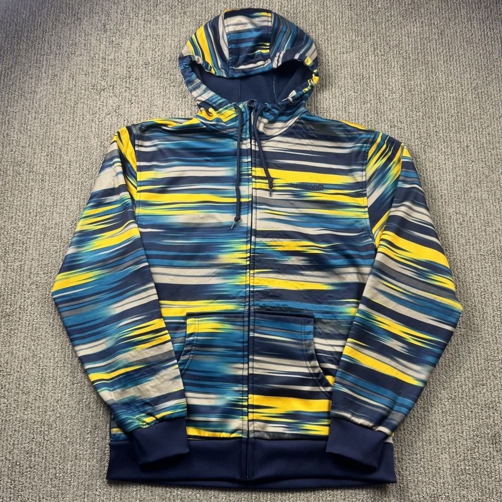 Burton Mens M MB Bonded Hoodie Full Zip Fleece Sweater Jacket Blue Yellow